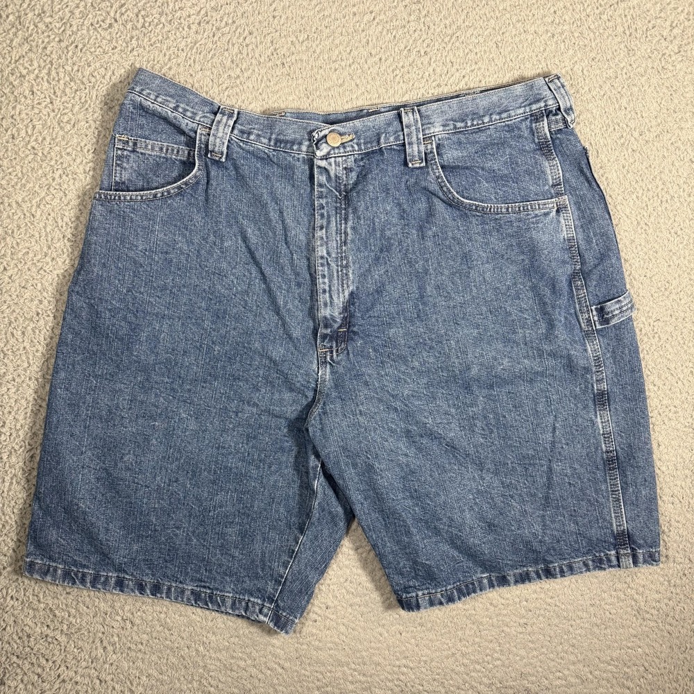 Wrangler Carpenter Cargo Shorts Mens 40 Blue Denim Cotton Relaxed 10 Inseam